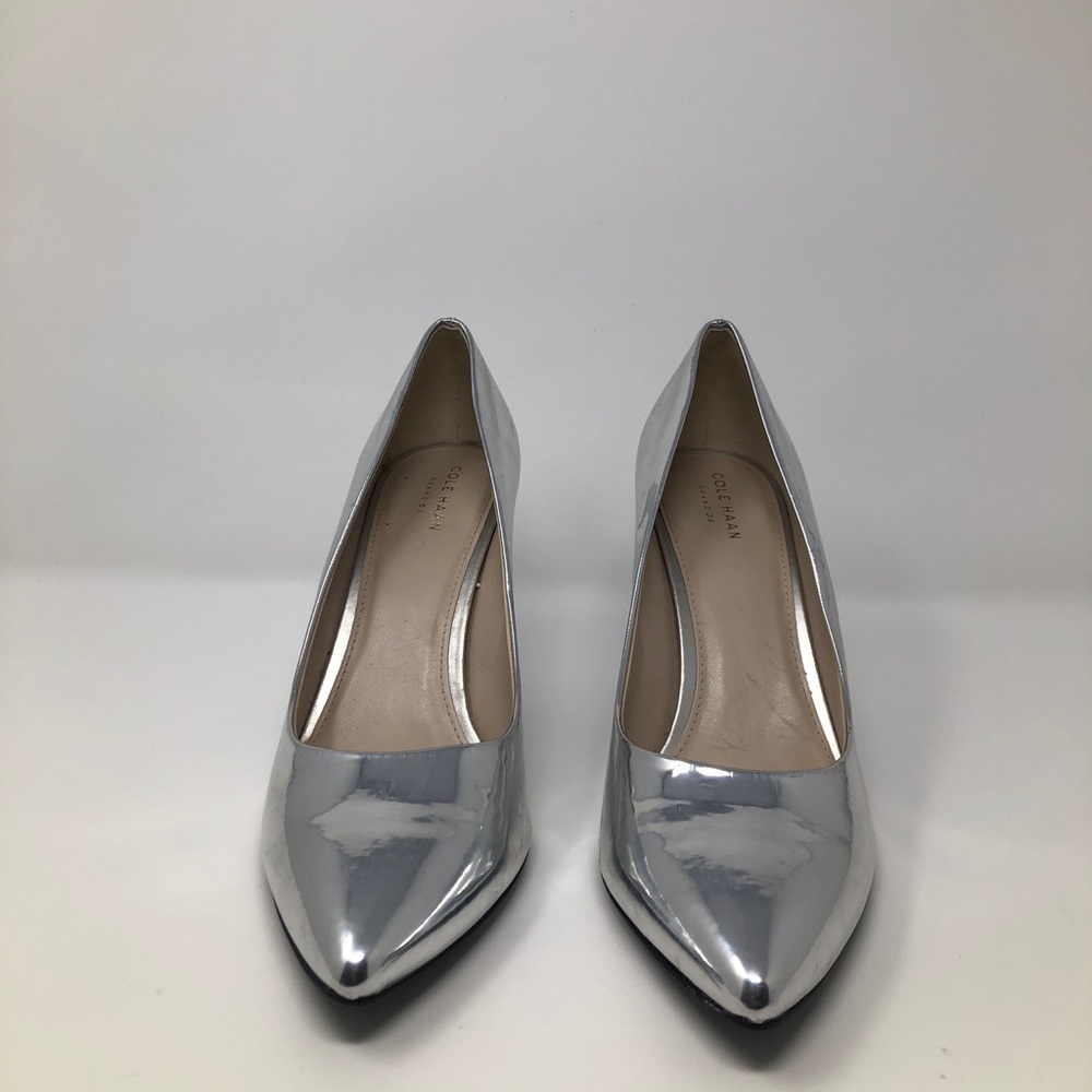 Cole Haan silver chrome pumps